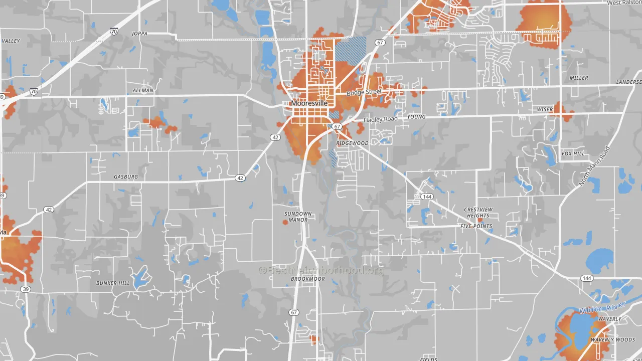 Bike Grade map of 46158, IN