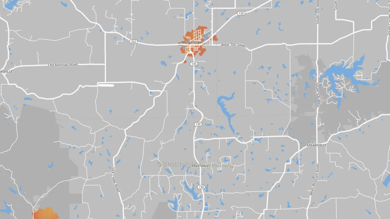 Bike Grade map of 46160, IN