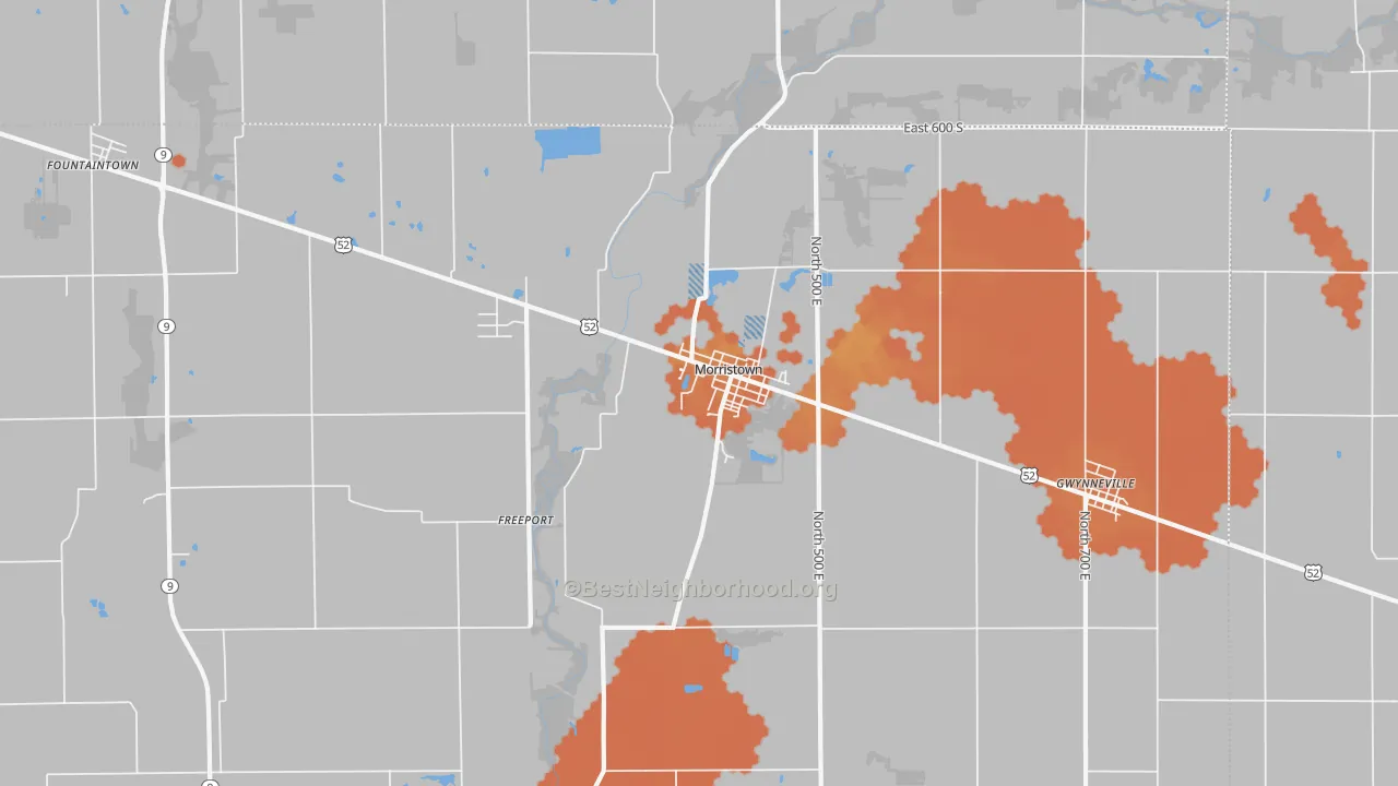 Bike Grade map of 46161, IN