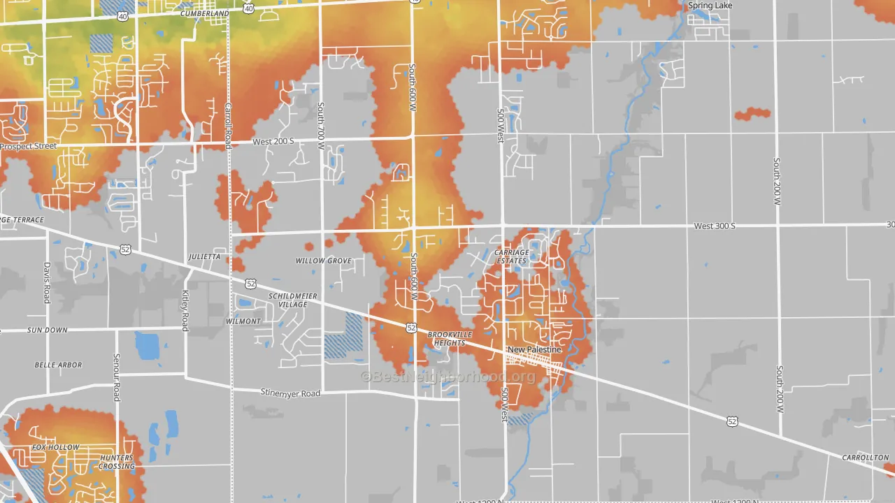 Bike Grade map of 46163, IN