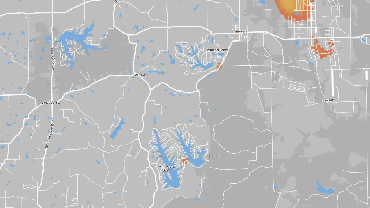 Bike Grade map of 46164, IN