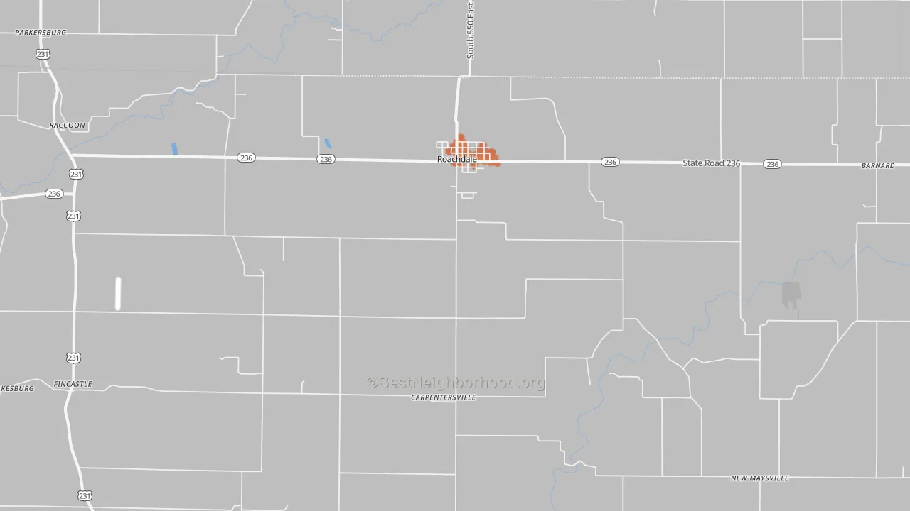Bike Grade map of 46172, IN