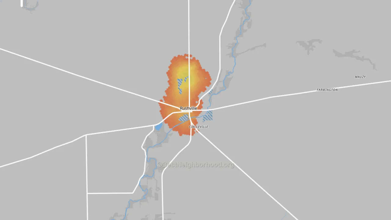 Bike Grade map of 46173, IN