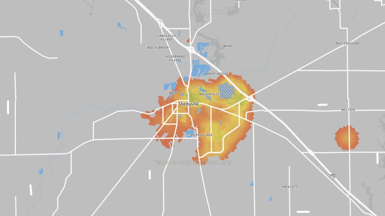 Bike Grade map of 46176, IN