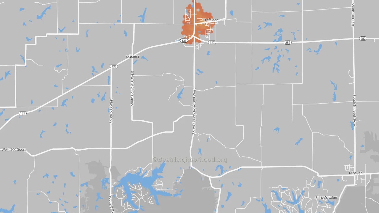 Bike Grade map of 46181, IN