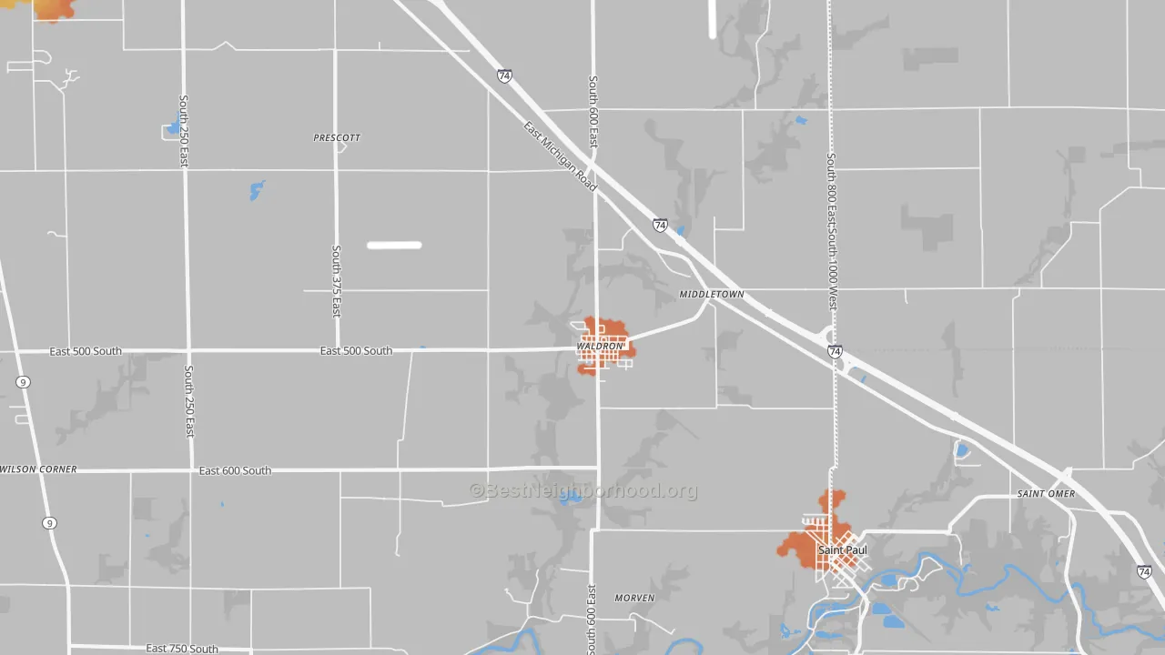Bike Grade map of 46182, IN