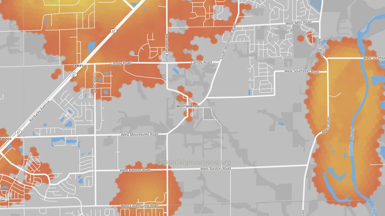 Bike Grade map of 46183, IN