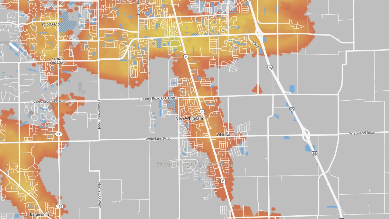Bike Grade map of 46184, IN