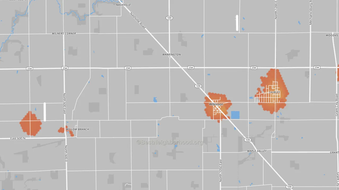 Bike Grade map of 46186, IN