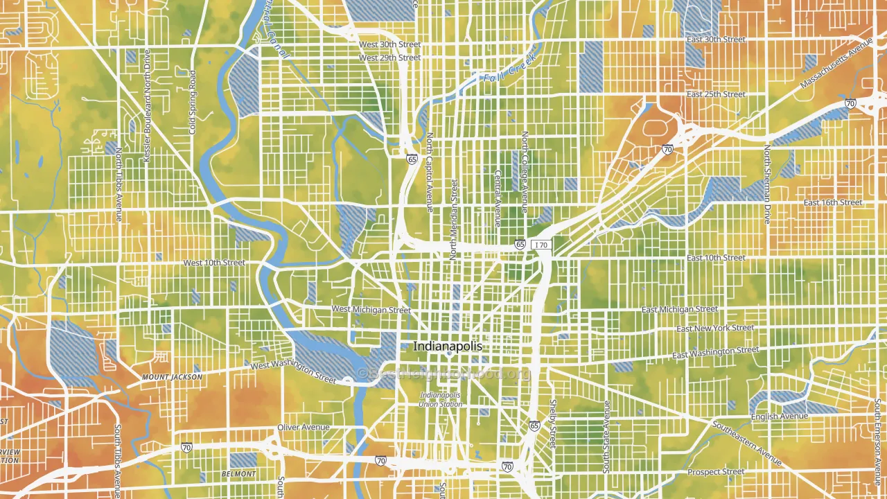 Bike Grade map of 46202, IN