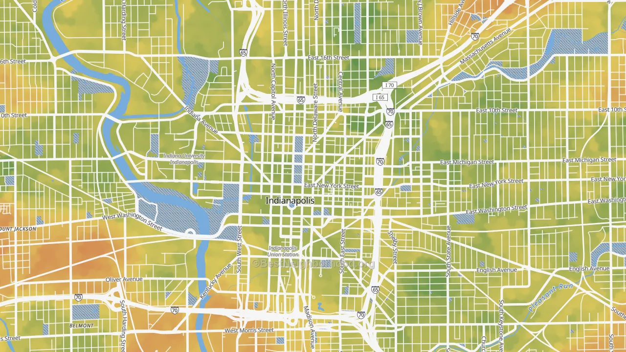 Bike Grade map of 46204, IN