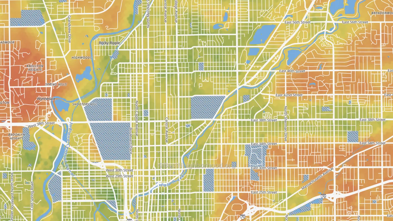 Bike Grade map of 46205, IN