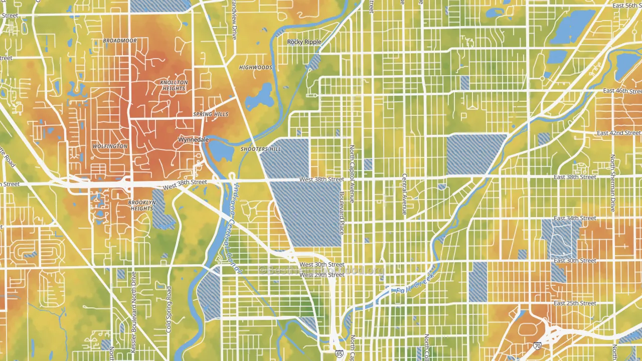 Bike Grade map of 46208, IN