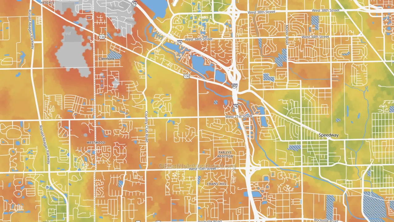 Bike Grade map of 46214, IN