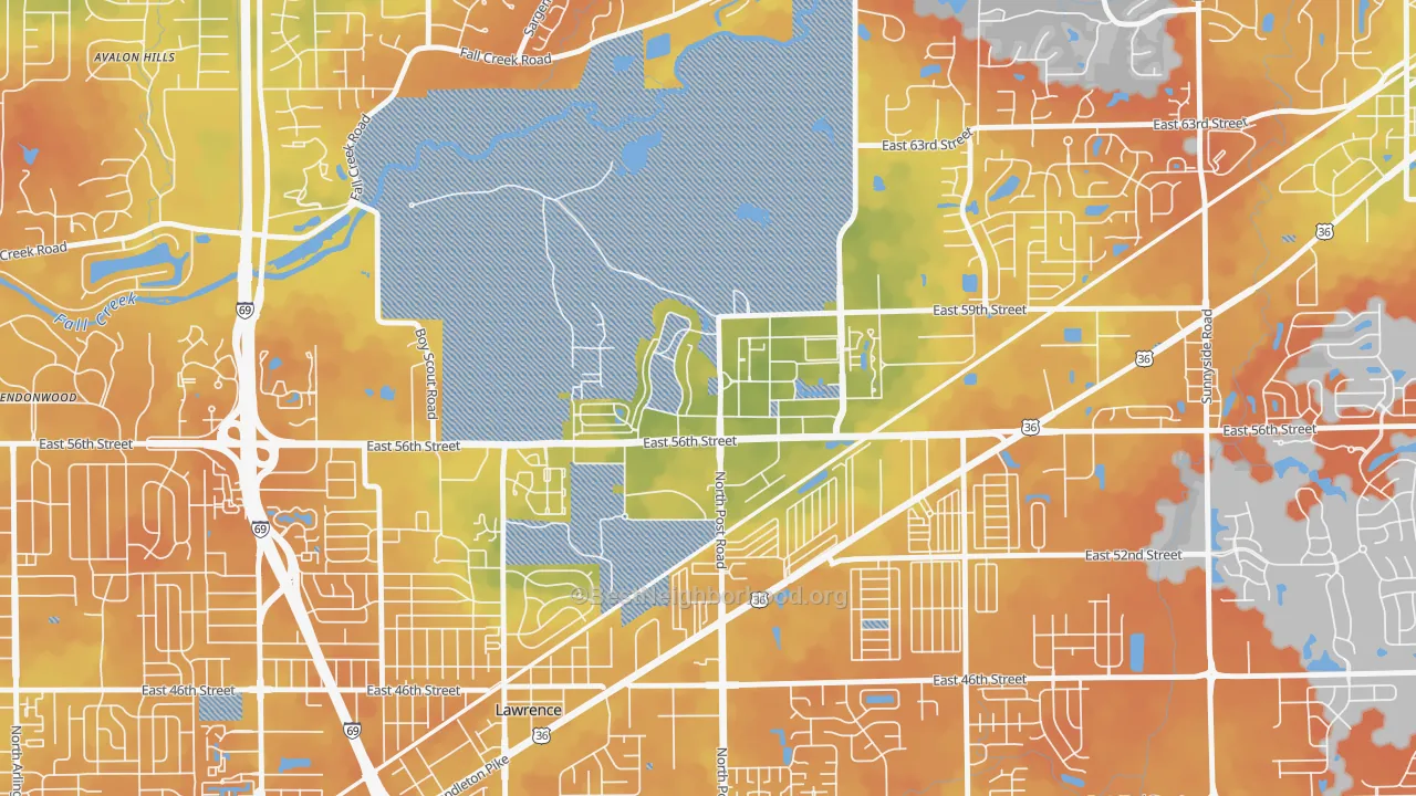 Bike Grade map of 46216, IN