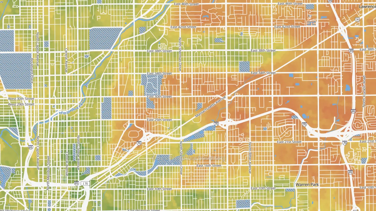 Bike Grade map of 46218, IN