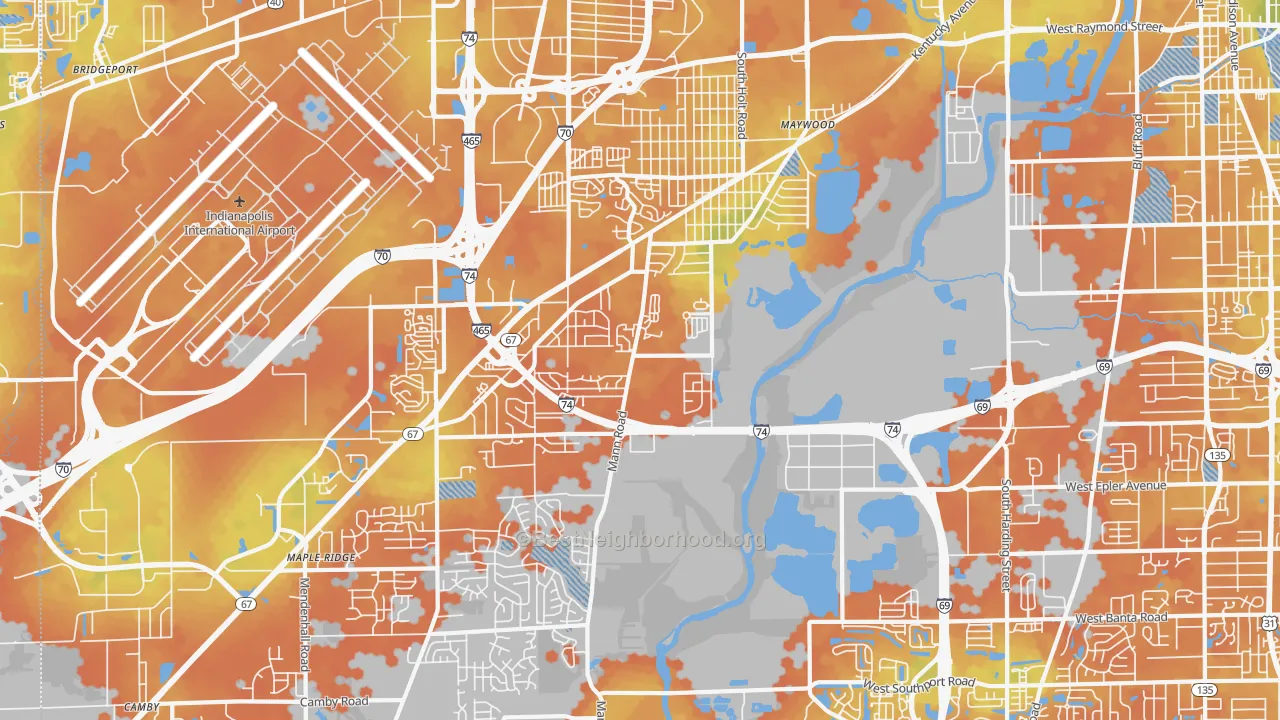 Bike Grade map of 46221, IN