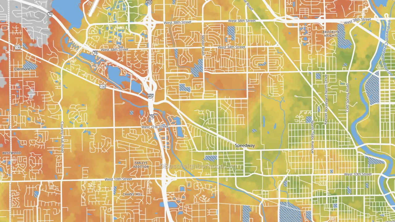 Bike Grade map of 46224, IN