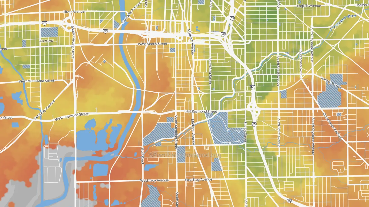 Bike Grade map of 46225, IN