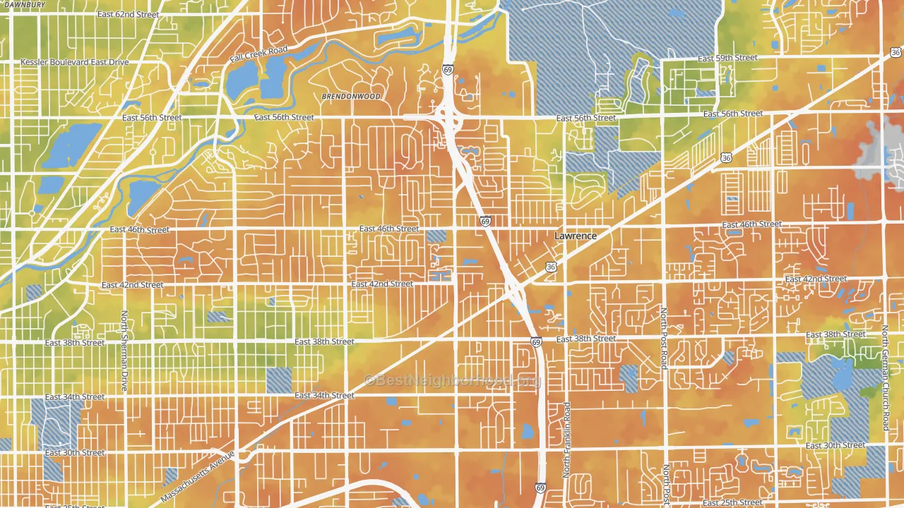 Bike Grade map of 46226, IN