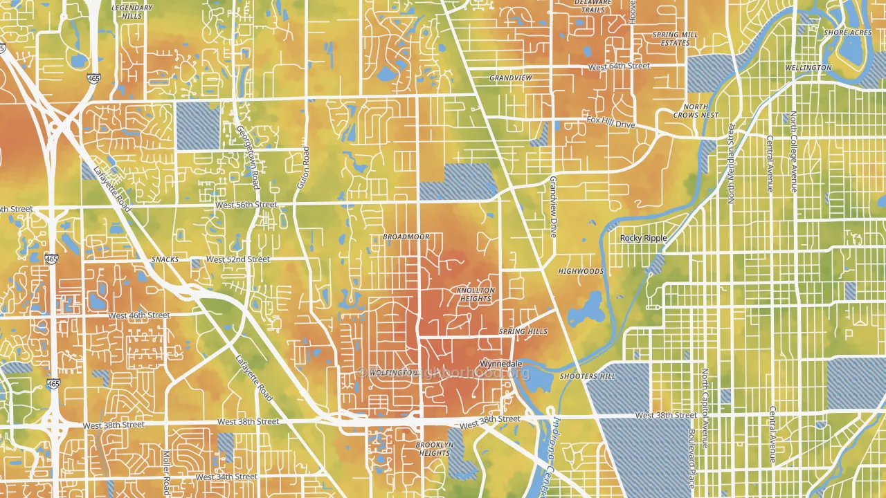 Bike Grade map of 46228, IN