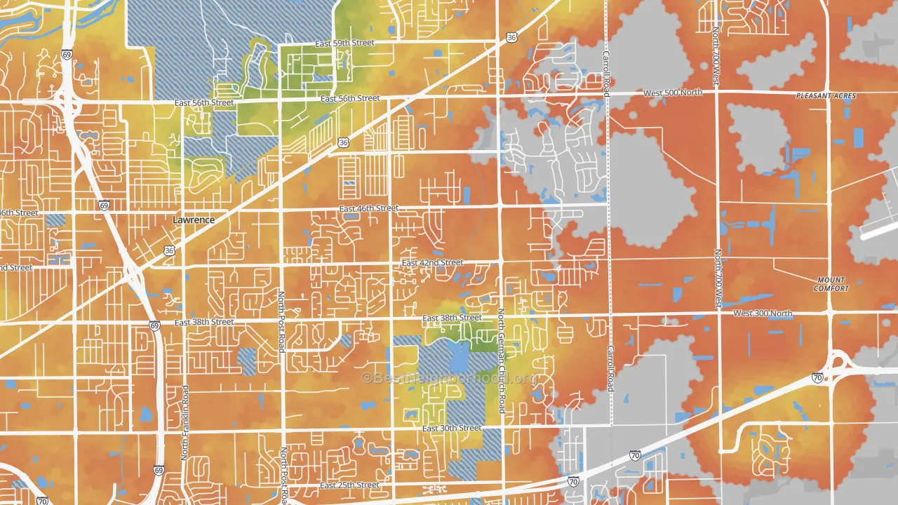 Bike Grade map of 46235, IN