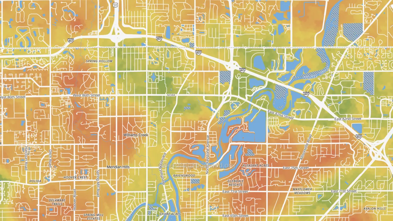 Bike Grade map of 46240, IN