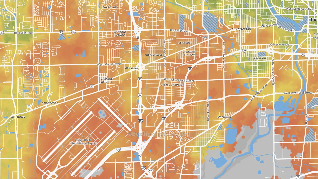 Bike Grade map of 46241, IN