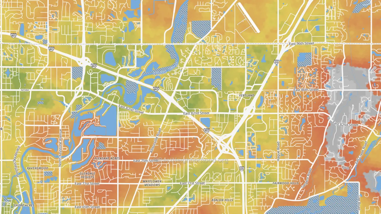 Bike Grade map of 46250, IN