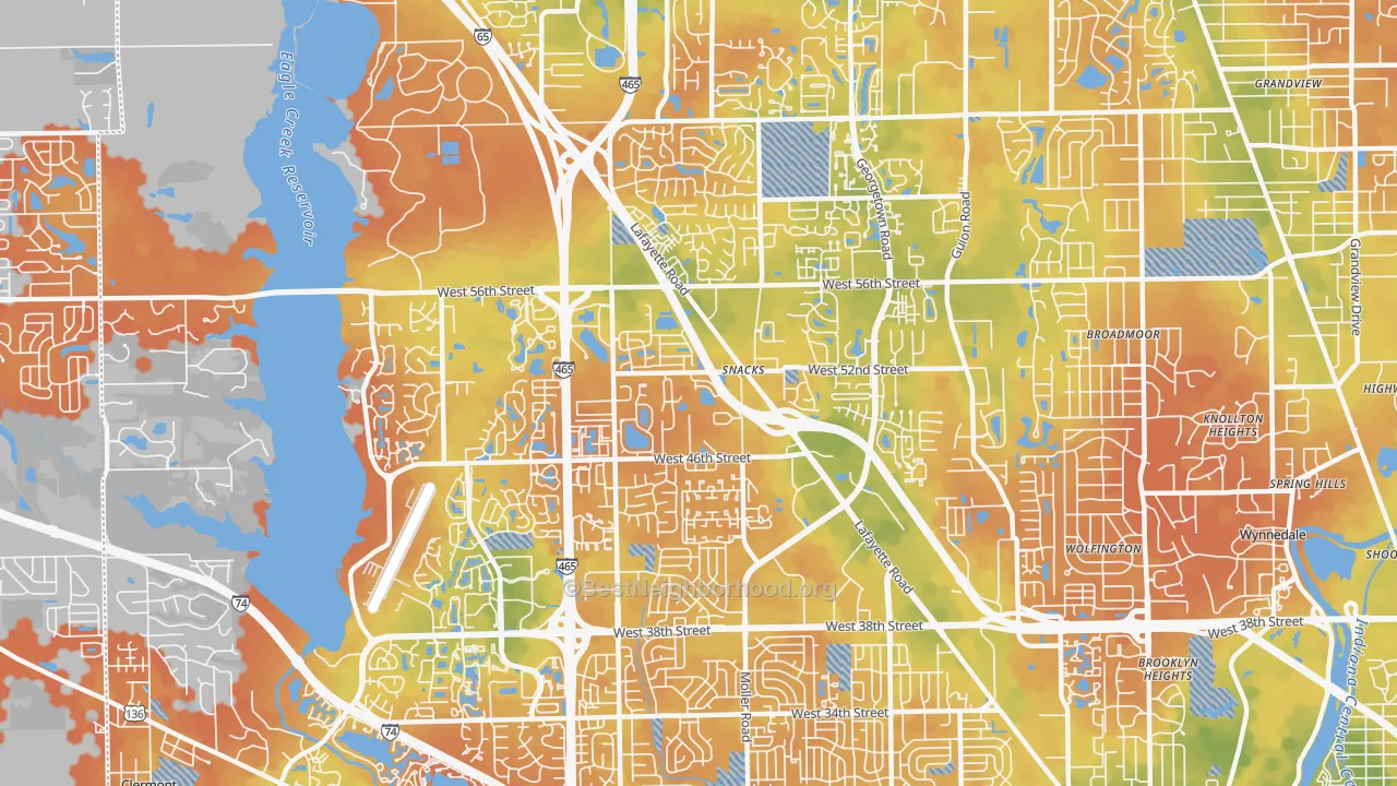 Bike Grade map of 46254, IN