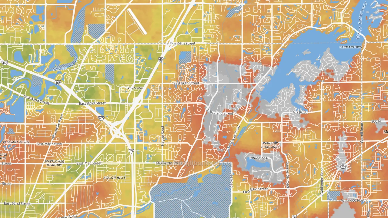 Bike Grade map of 46256, IN