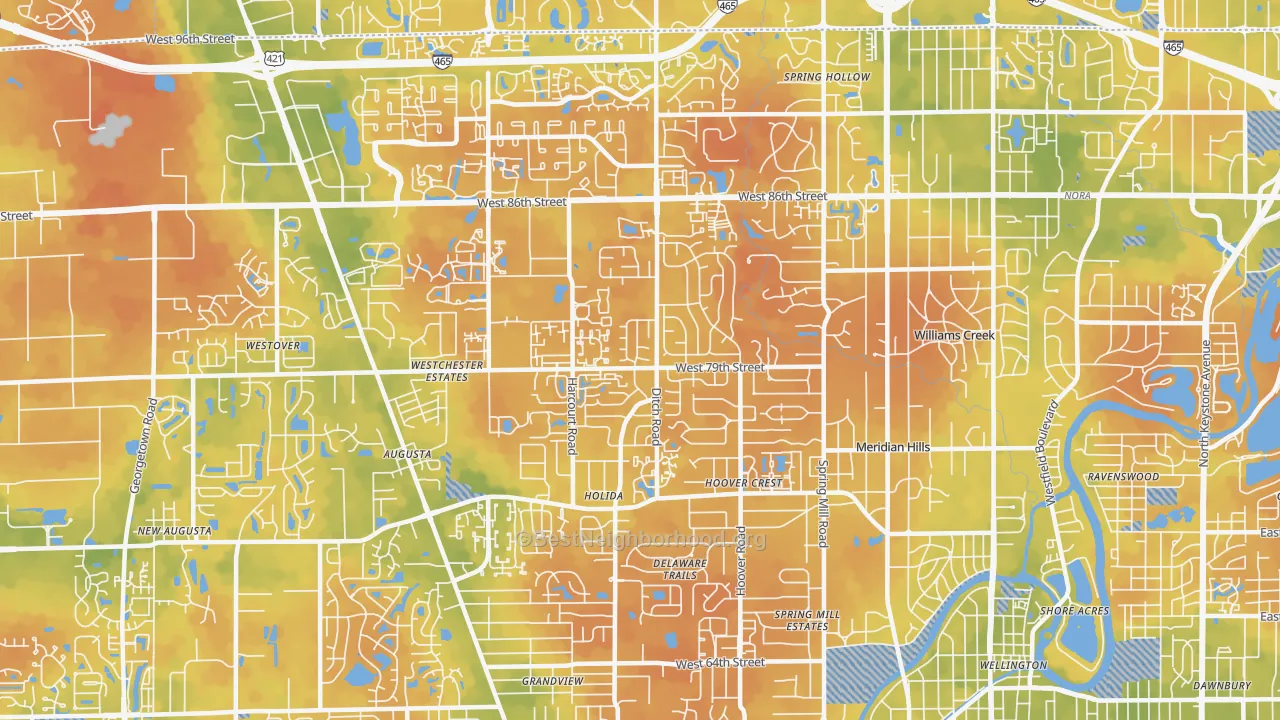 Bike Grade map of 46260, IN