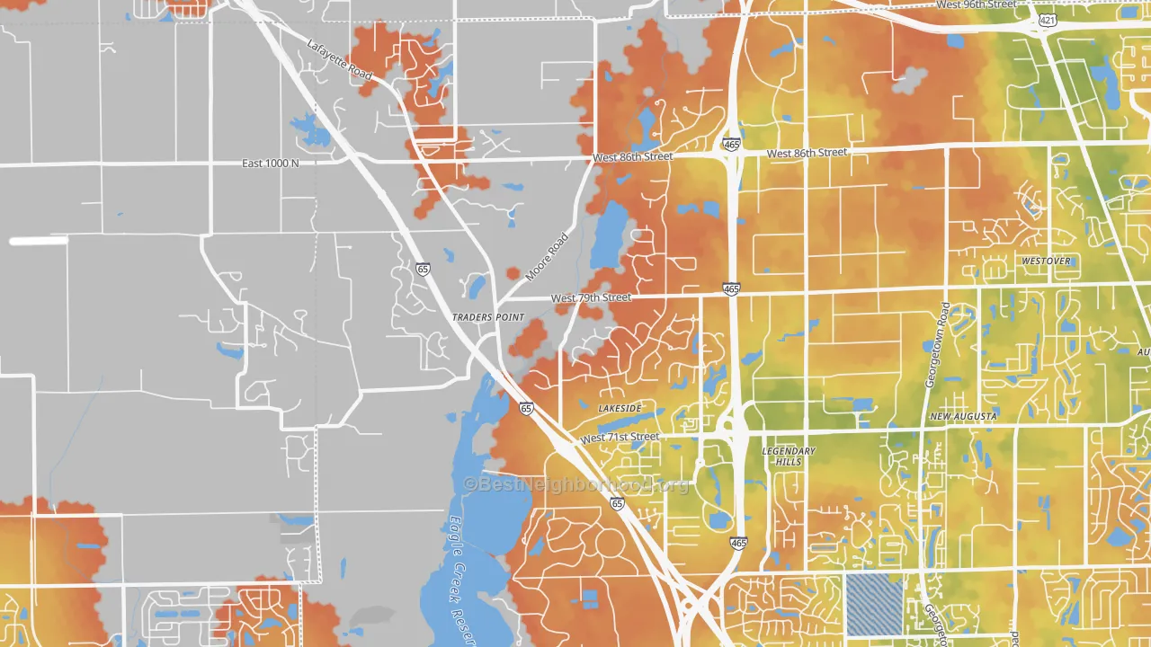 Bike Grade map of 46278, IN