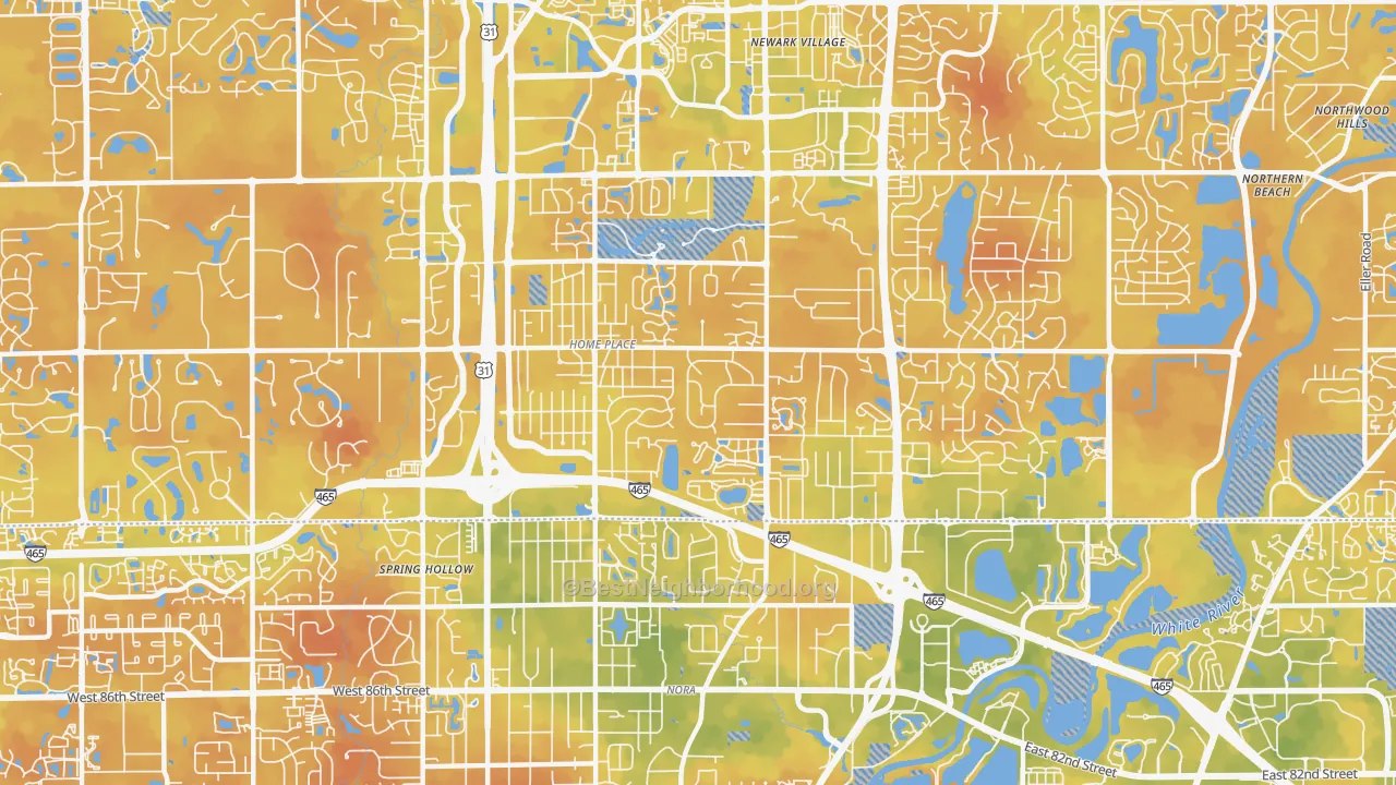Bike Grade map of 46280, IN