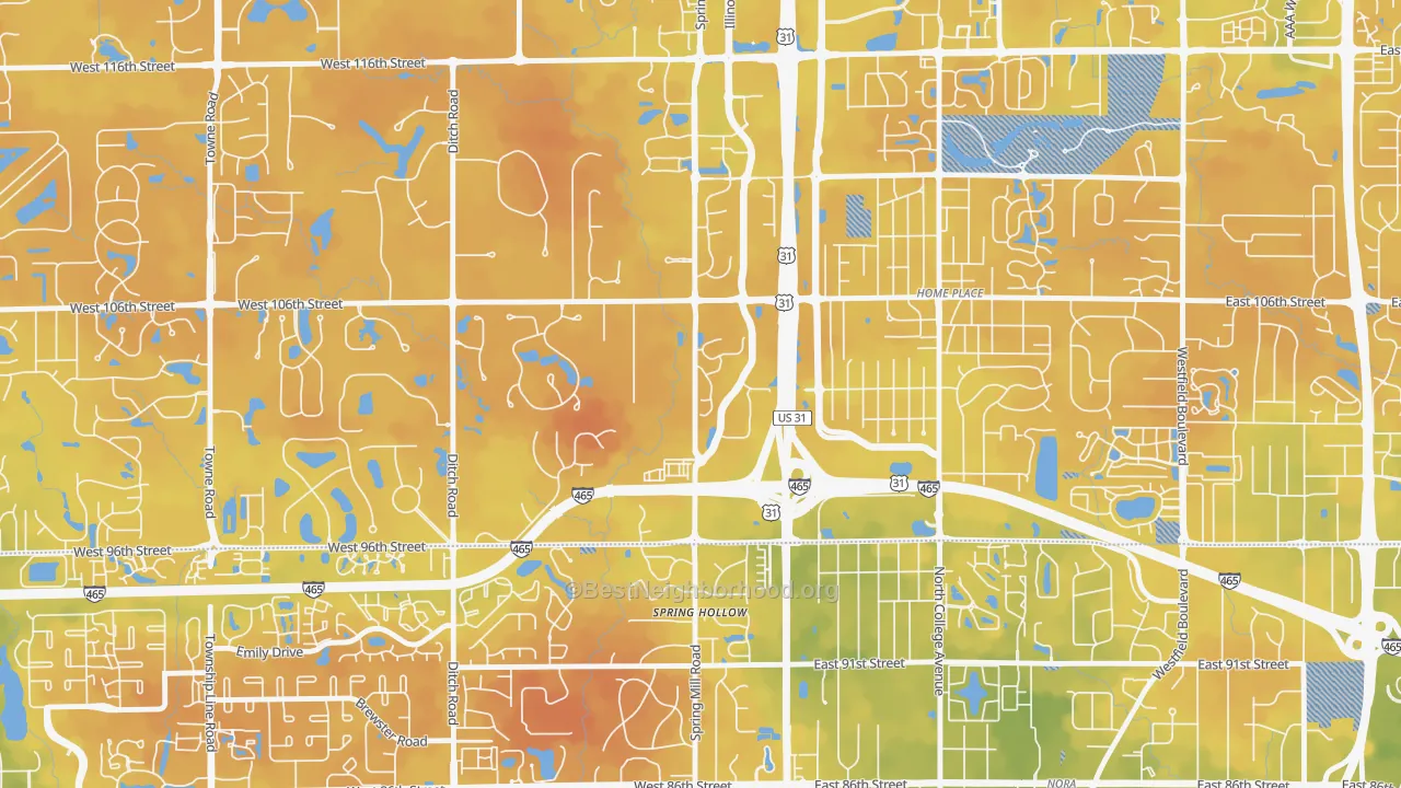 Bike Grade map of 46290, IN