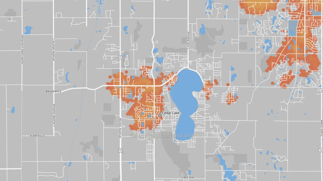 Bike Grade map of 46303, IN