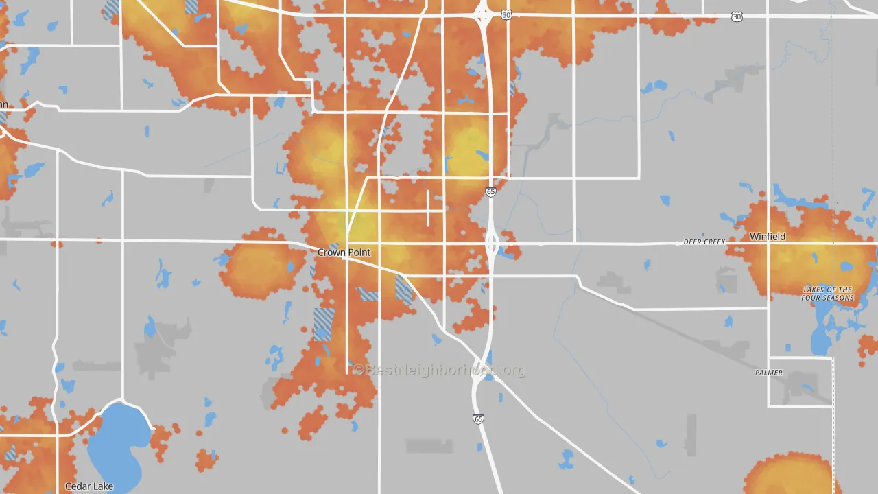 Bike Grade map of 46307, IN