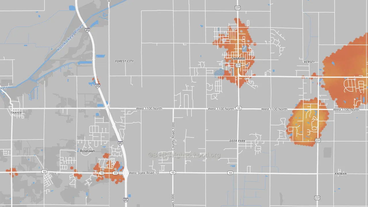 Bike Grade map of 46310, IN