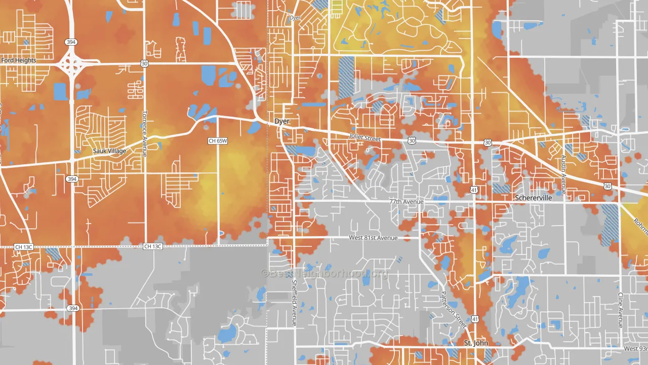 Bike Grade map of 46311, IN