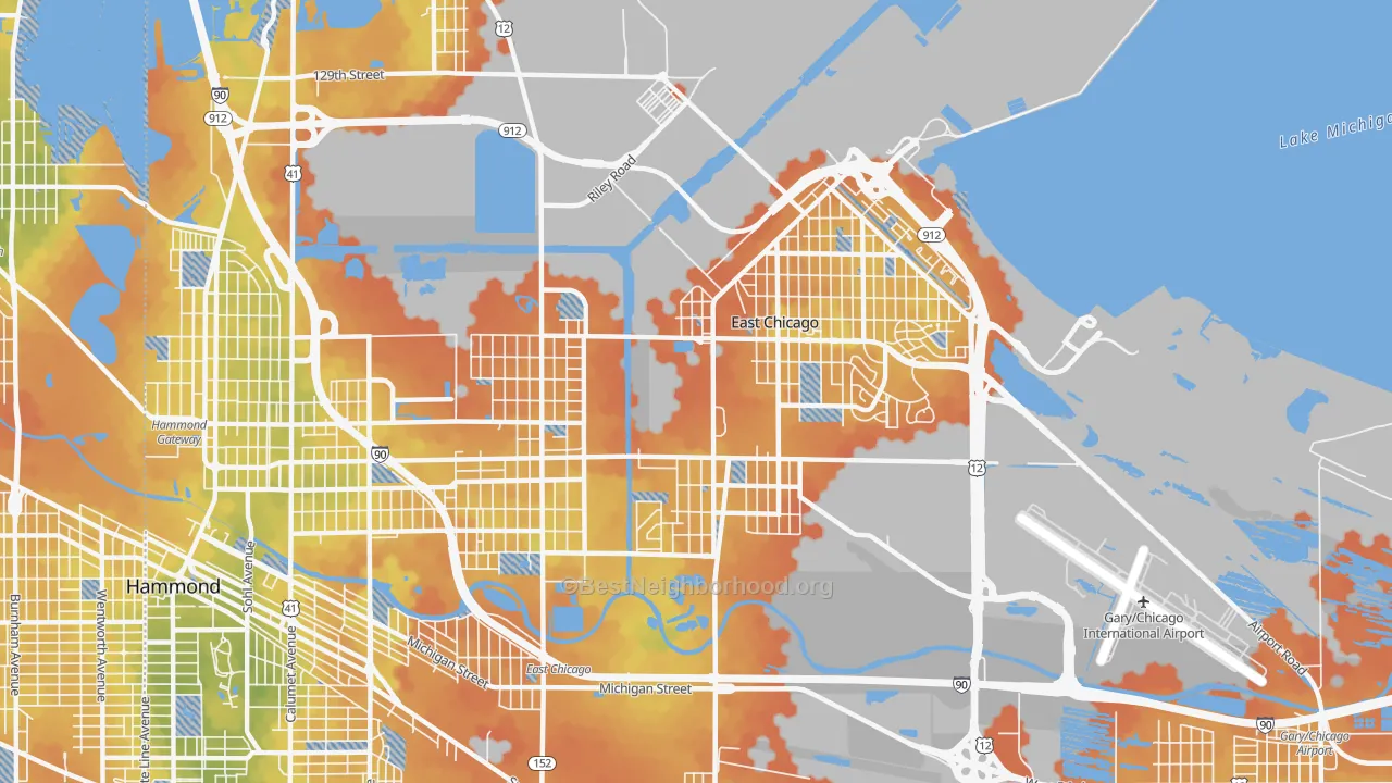 Bike Grade map of 46312, IN