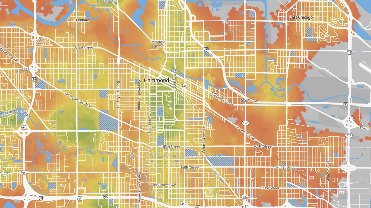 Bike Grade map of 46320, IN