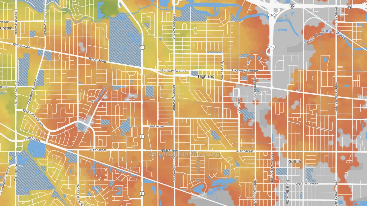 Bike Grade map of 46322, IN