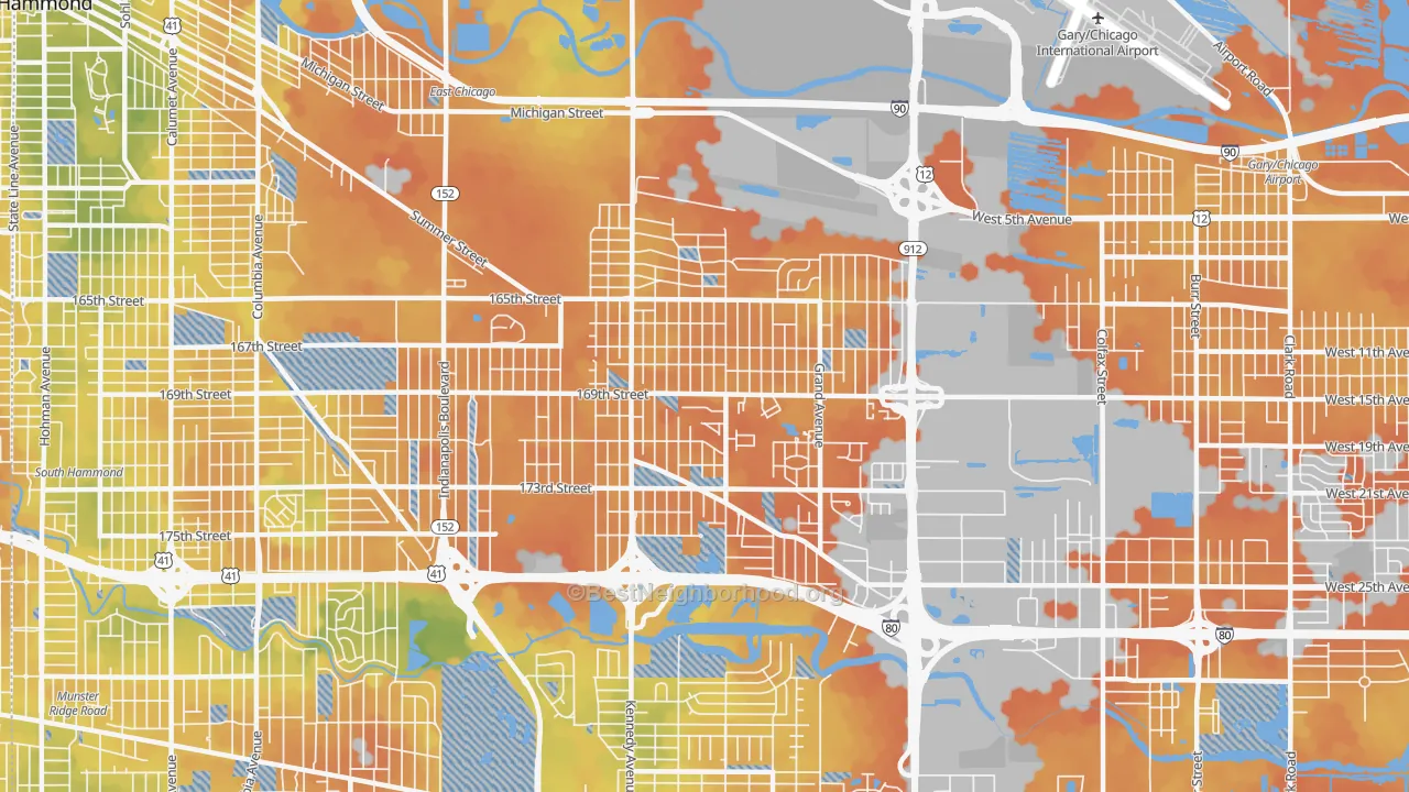 Bike Grade map of 46323, IN