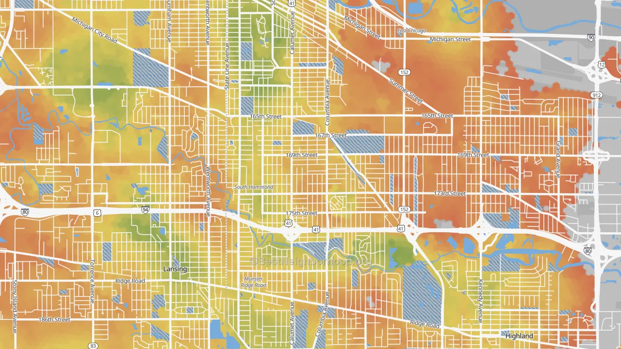 Bike Grade map of 46324, IN