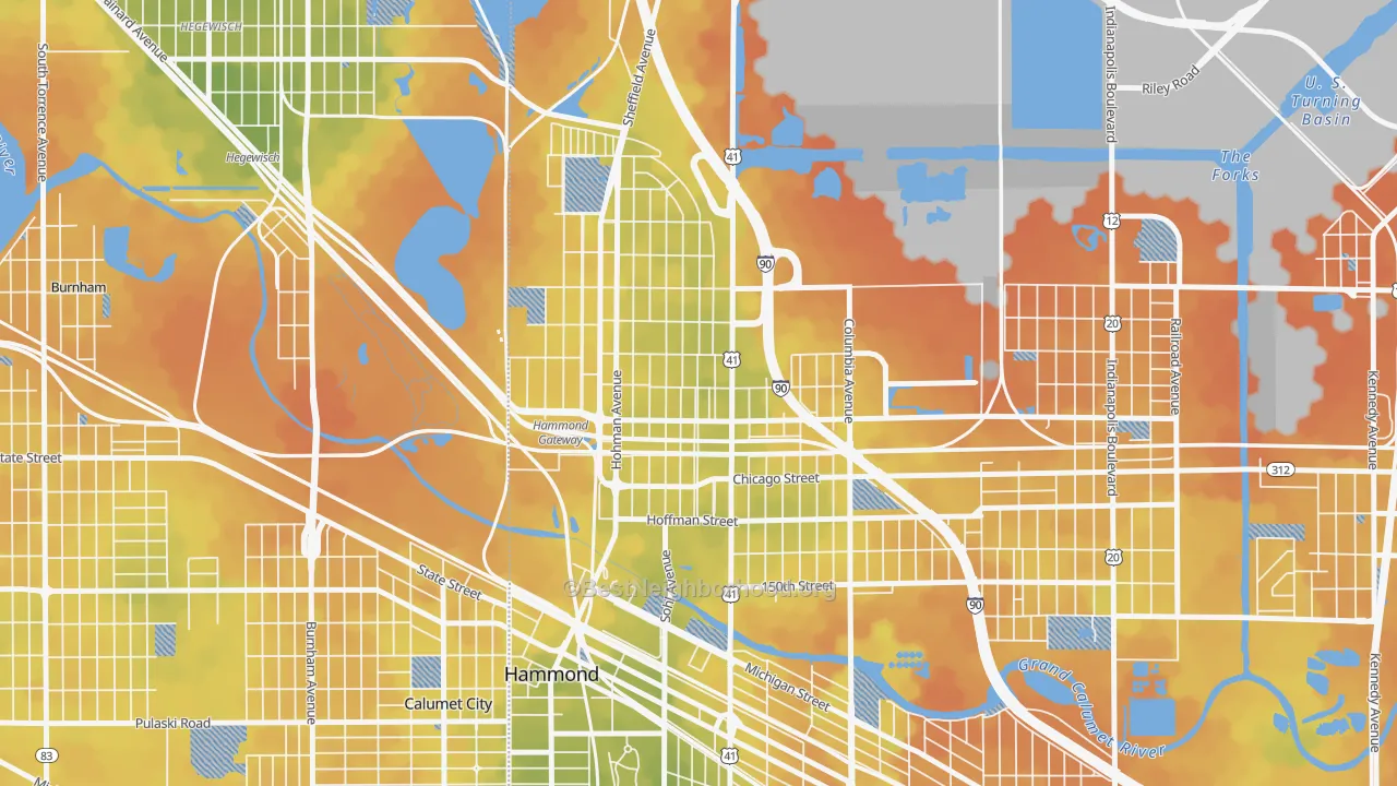 Bike Grade map of 46327, IN