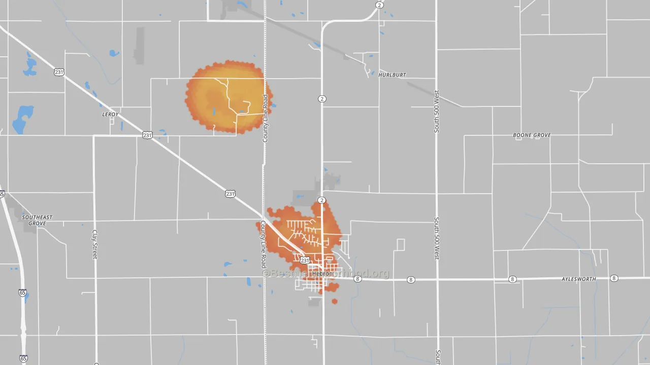 Bike Grade map of 46341, IN