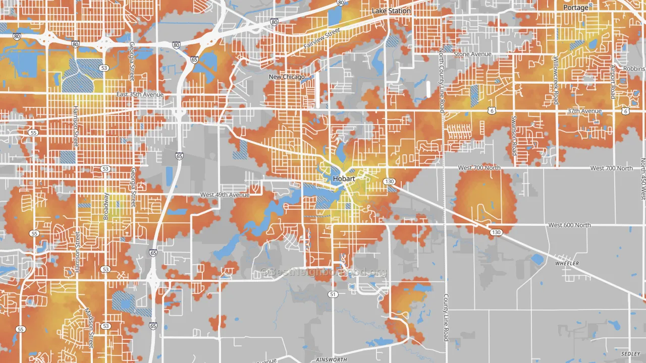 Bike Grade map of 46342, IN