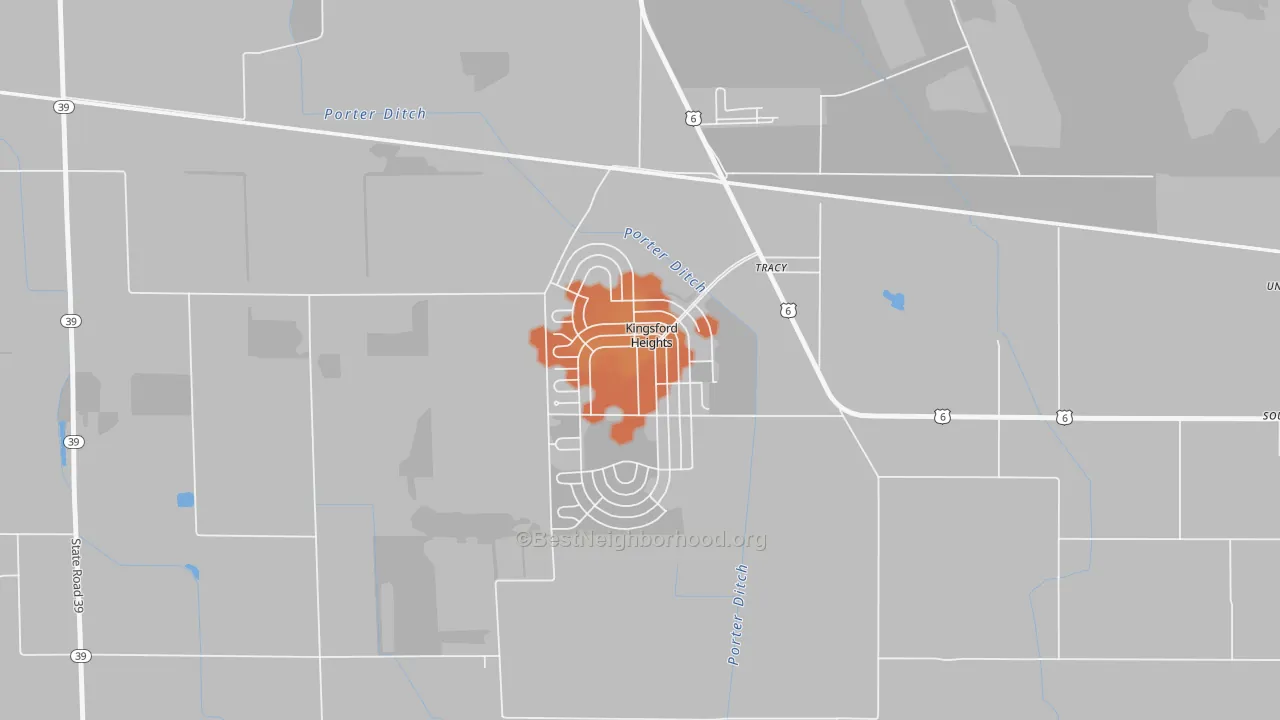 Bike Grade map of 46346, IN