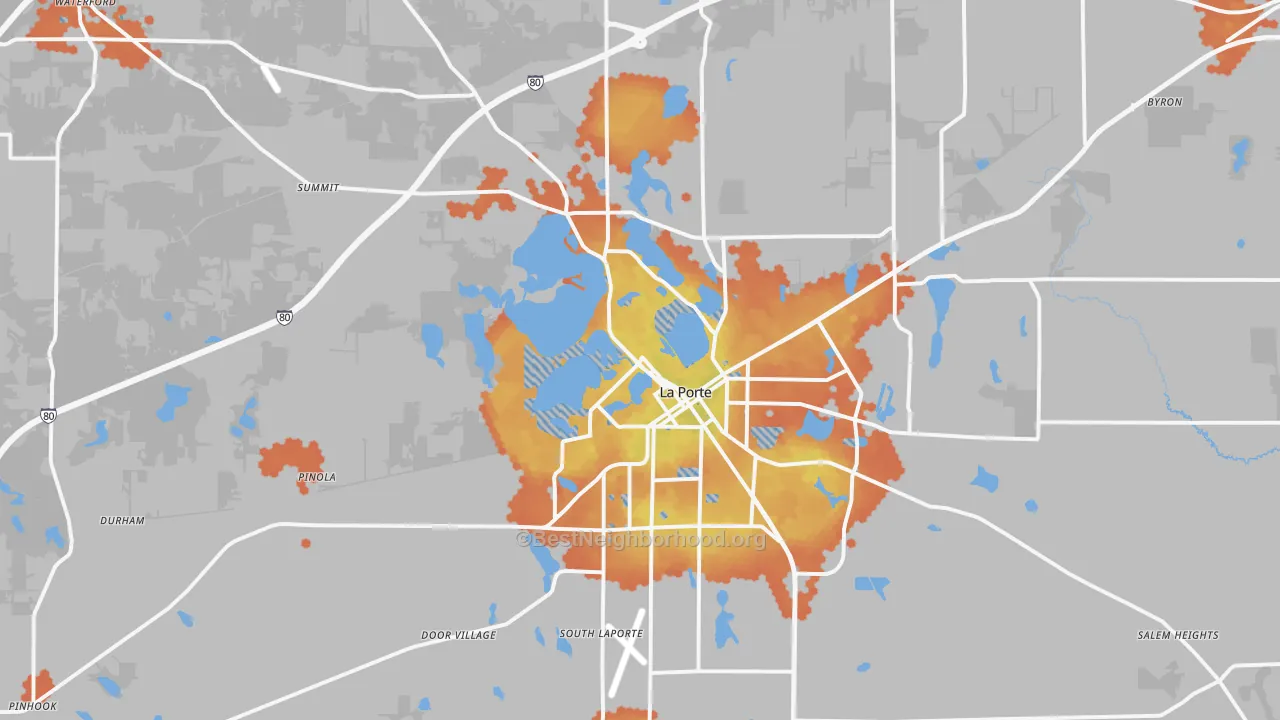 Bike Grade map of 46350, IN