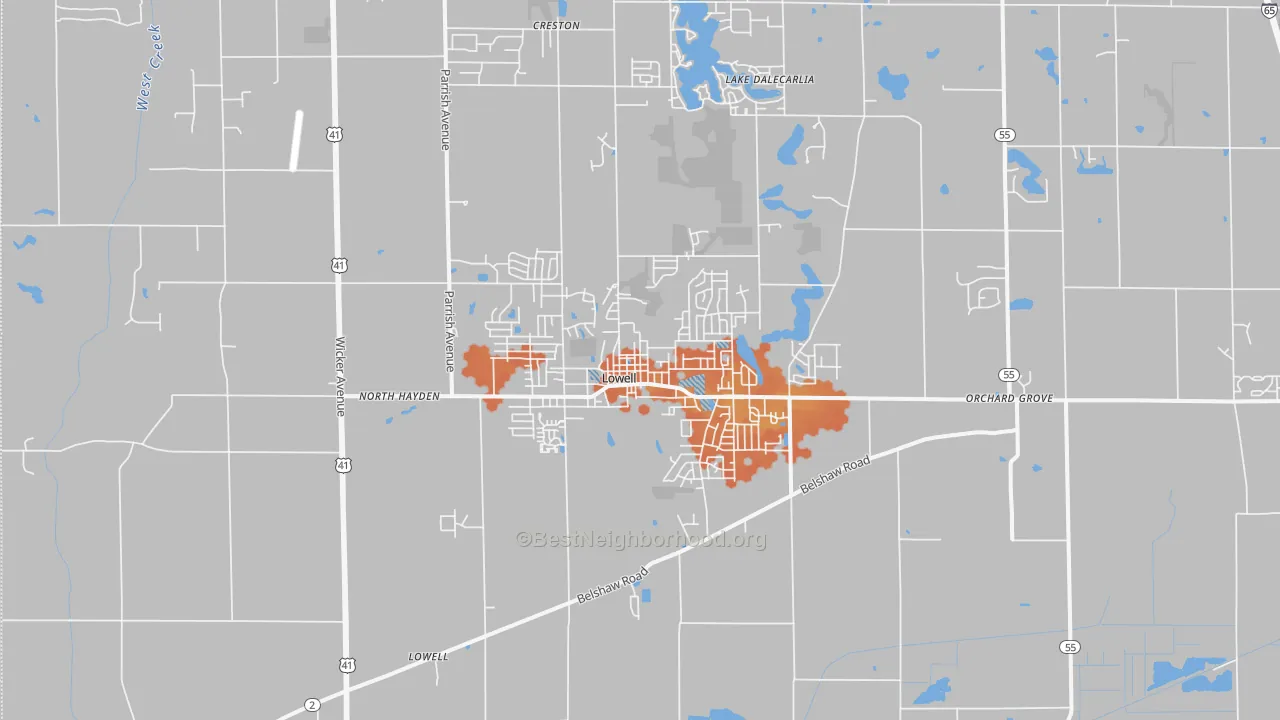 Bike Grade map of 46356, IN